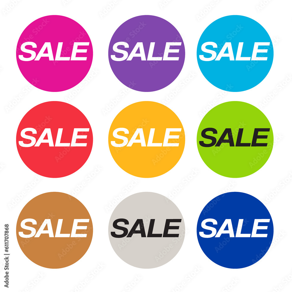 Sale color icons set on white background. Flat design. Sale color icons set on white background. Flat design.