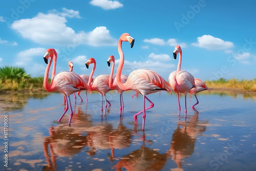 flamingo in the water © jowel