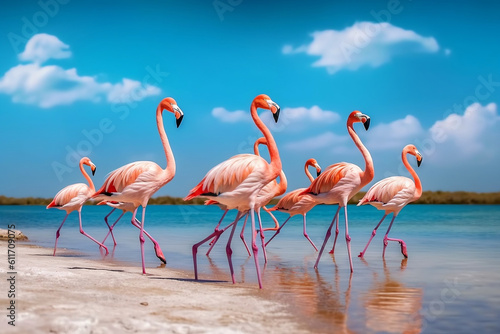 flamingos in the lake