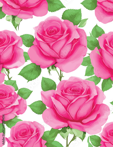 Beautiful roses seamless background romantic flower vector © Fahmida