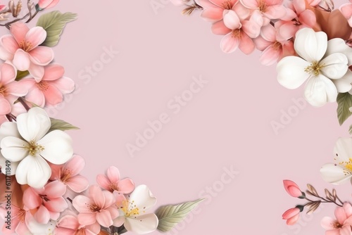 Floral card with large flowers with place for your text. Stylish background with flowers. Generative AI