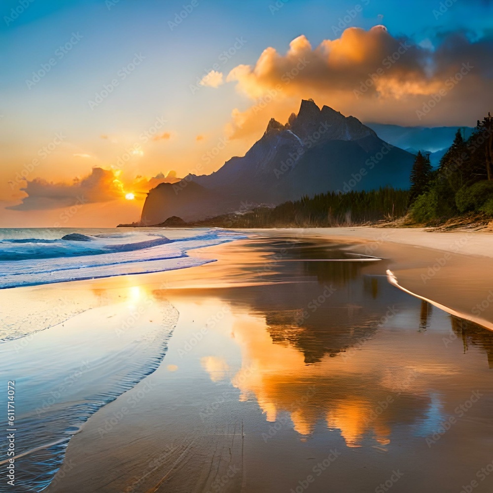 Fototapeta premium sunrise over the lake