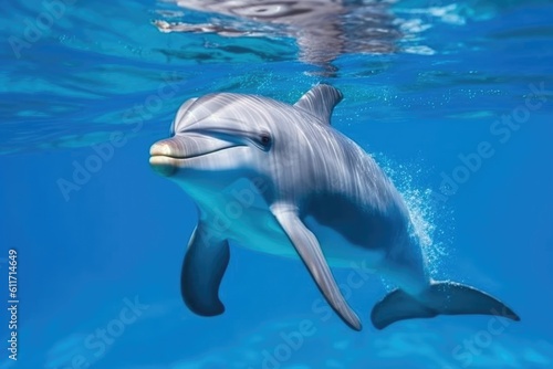 cute dolphin underwater. AI generative © dark_blade