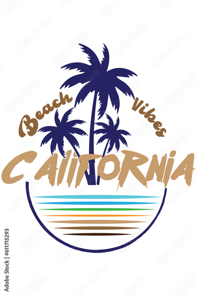 california beach vibes tshirt design