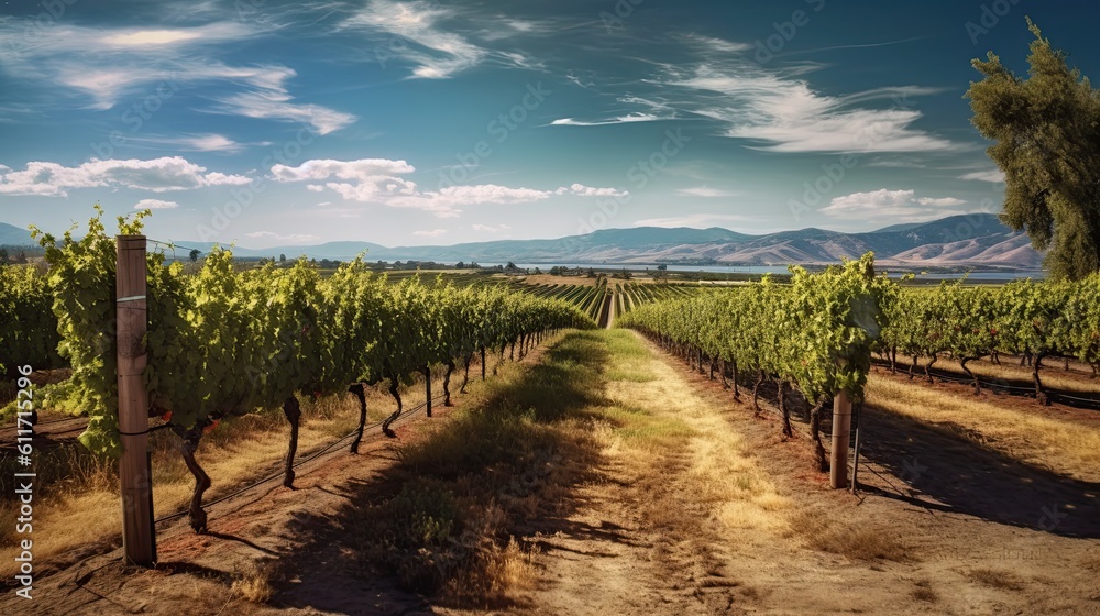 Fototapeta premium California Vineyard, Generative AI Illustration
