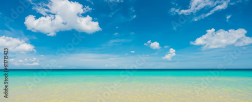 Fototapeta Naklejka Na Ścianę i Meble -  Stunning beautiful sea landscape beach with turquoise water. Beautiful Sand beach with turquoise water. Beautiful tropical beach with blue sky and white clouds.
