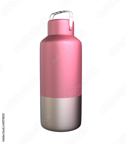 pink water bottle with handle -3d rendering illustration and 3d element - NO AI