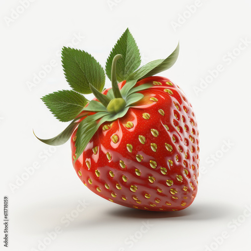Strawberries close-up on a white background. AI generative.