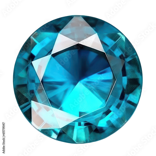 blue gemstone isolated on transparent background cutout