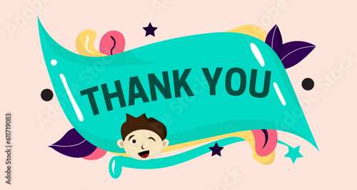 Thank you banner background with happy face