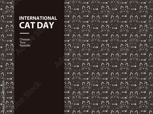 international cat day kitten animal cartoon meow pet vector paws love background pattern seamless