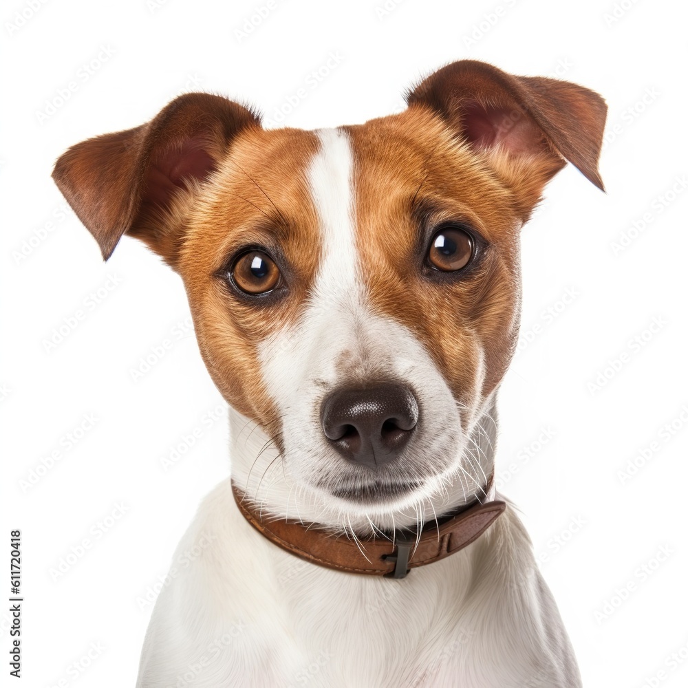 dog face shot, isolated on white background, generative AI