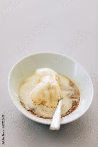 Vanilla ice cream with espresso called affogato