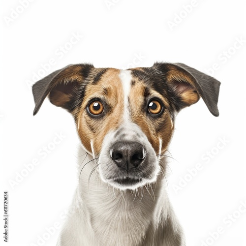 dog face shot, isolated on white background, generative AI