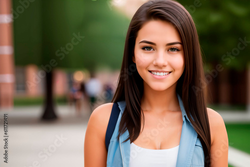 Free Download Young girl in college. High School Student.. Generative AI - GFXLoad