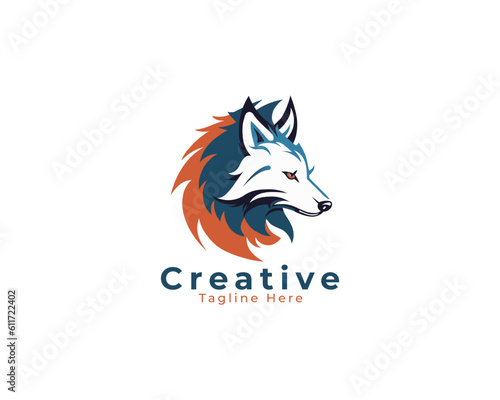 fox logo , colorful fox head logo design template , wolf face logo design vector eps file