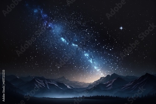 A night sky with mountains and the Milky Way generated by AI