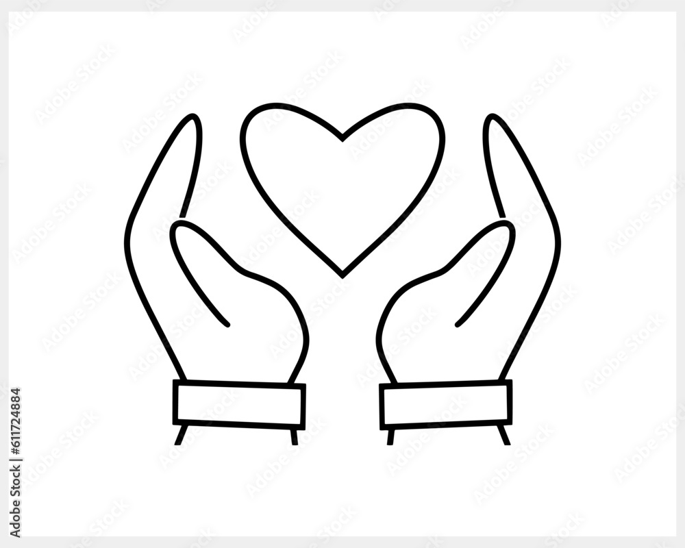 Hand with heart icon Love symbol Sketch clipart Vector stock illustration EPS 10 Hand with heart icon Love symbol Sketch clipart Vector stock illustration EPS 10
