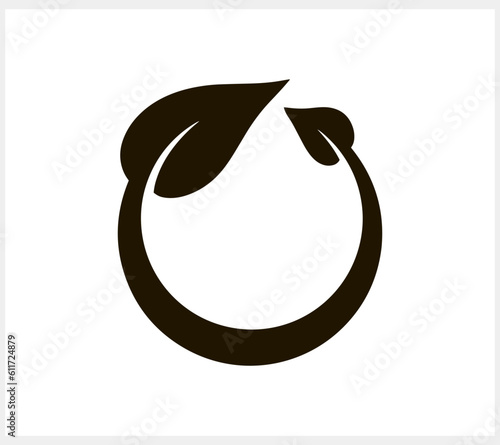 Circle with leaf icon Eco frame, border Stencil vector stock illustration EPS 10