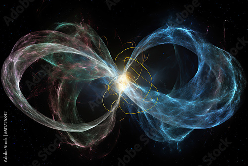Quantum entanglement visualization, created with Generative AI photo