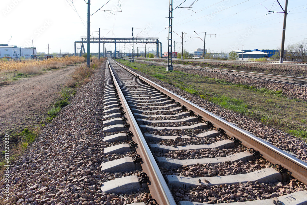 railroad tracks in the countryside