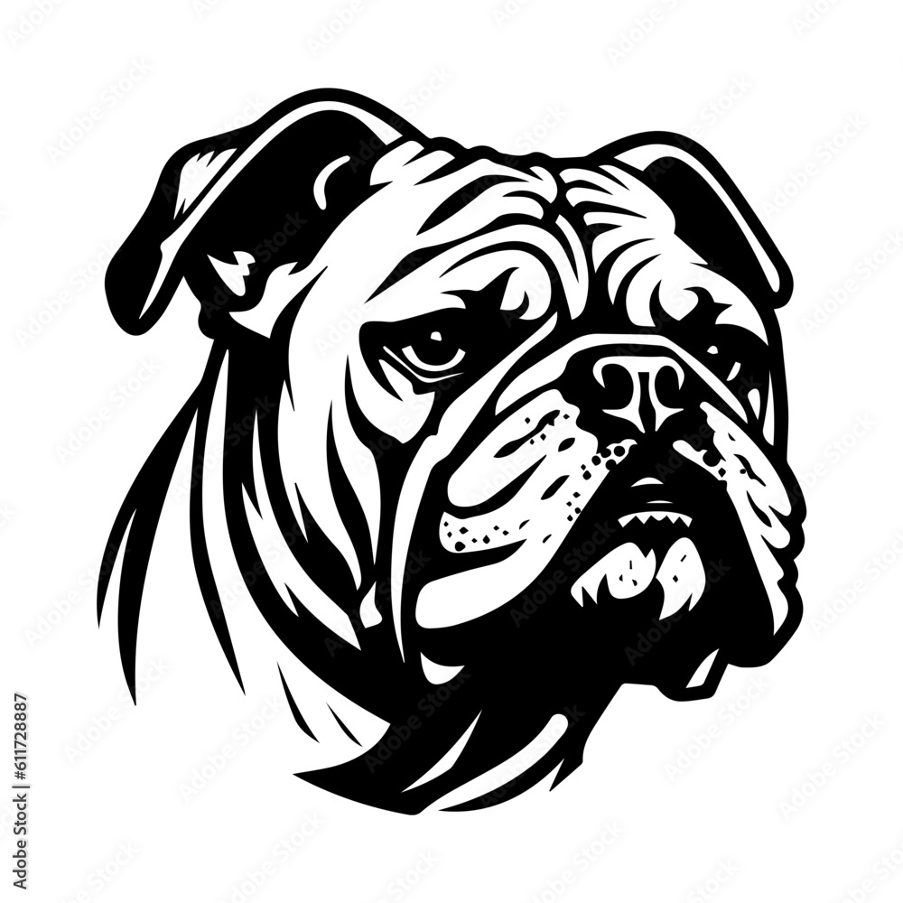 bulldog cartoon on white background illustration