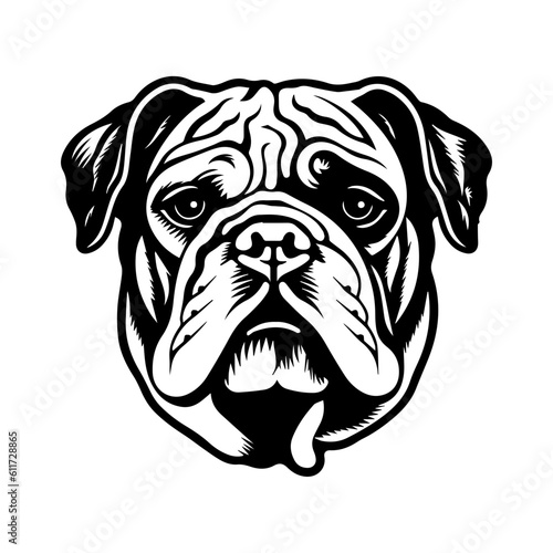 bulldog cartoon on white background illustration