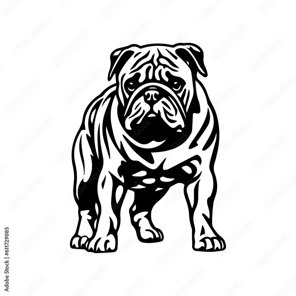bulldog cartoon on white background illustration