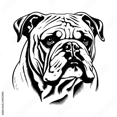 bulldog cartoon on white background illustration