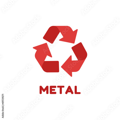 Vector metal recycling symbol. Red recycle symbol on white background.