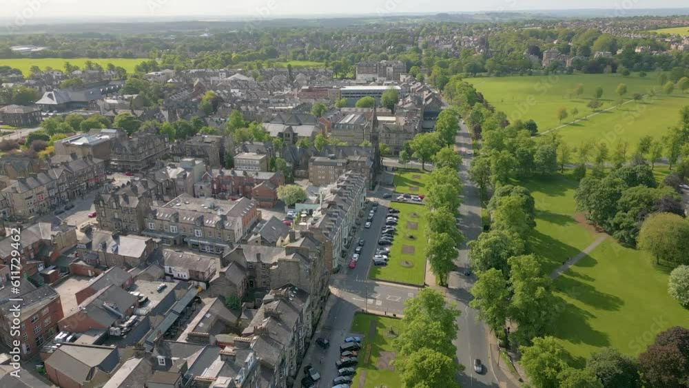 aerial drone video of Harrogate, a beautiful old town in North-Yorkshire, England aerial drone video of Harrogate, a beautiful old town in North-Yorkshire, England