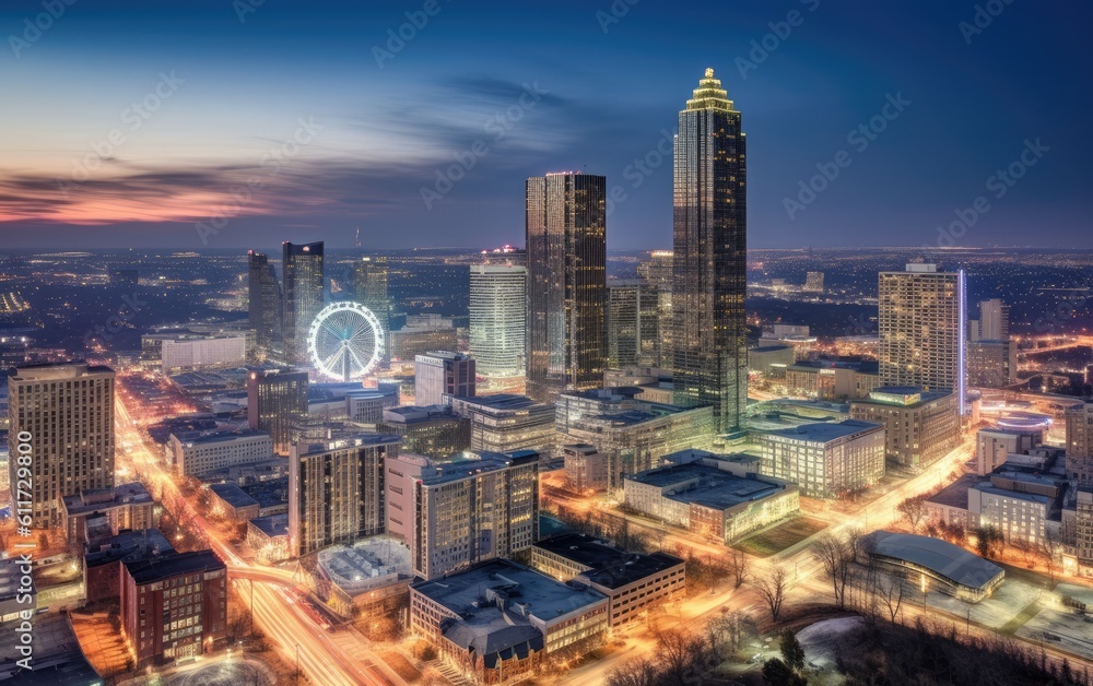 Fototapeta premium Atlanta, Georgia, USA downtown skyline, Generative AI