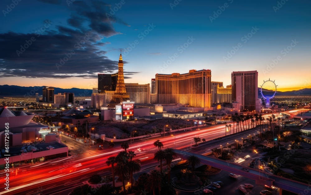 Las Vegas strip sunset, Generative AI