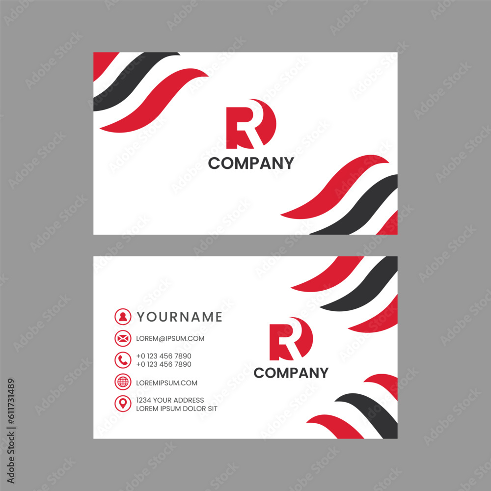 Red and Black Creative Business Card Template. Flat Design Vector Illustration. Stationery Design vector Free Vector