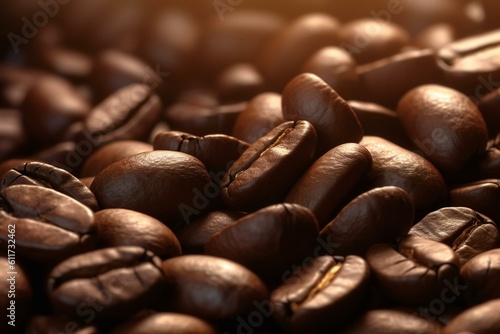 Coffee Beans Closeup background. Generative AI