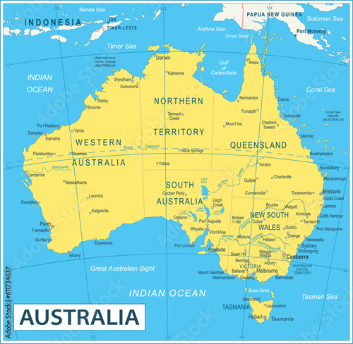 Australia Map - highly detailed vector illustration