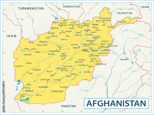 Afghanistan map - highly detailed vector illustration