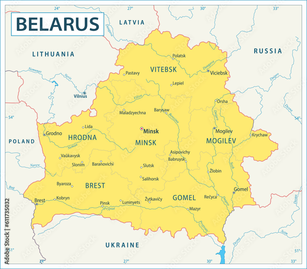 Belarus map - highly detailed vector illustration