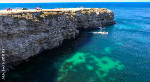 Black Sea near the Rocky coast of the Tarkhankut peninsula, western Crimea