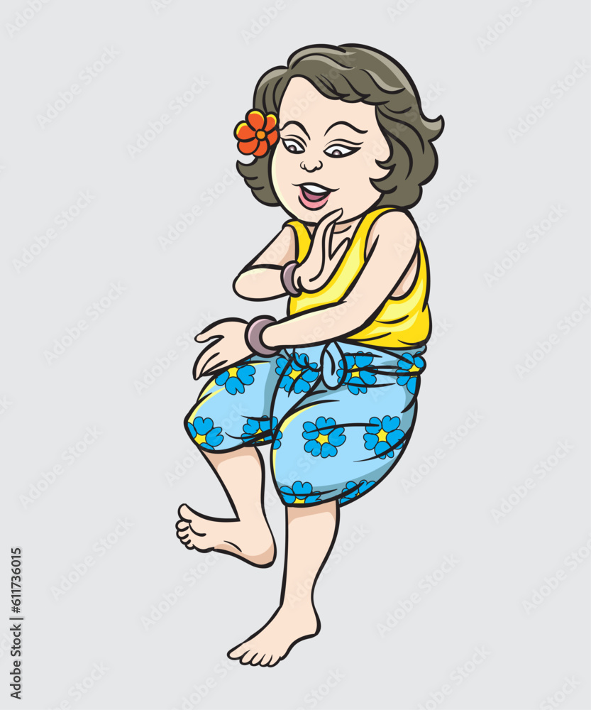 Thai traditional dance, Thai children, Thai cartoons. pop art retro hand drawn style vector design illustration. Thai traditional dance, Thai children, Thai cartoons. pop art retro hand drawn style vector design illustration.