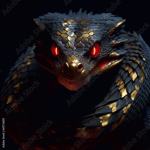 Snake with dragon horns photo