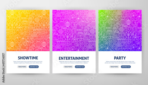 Entertainment Flyer Concepts. Vector Illustration of Outline Design.
