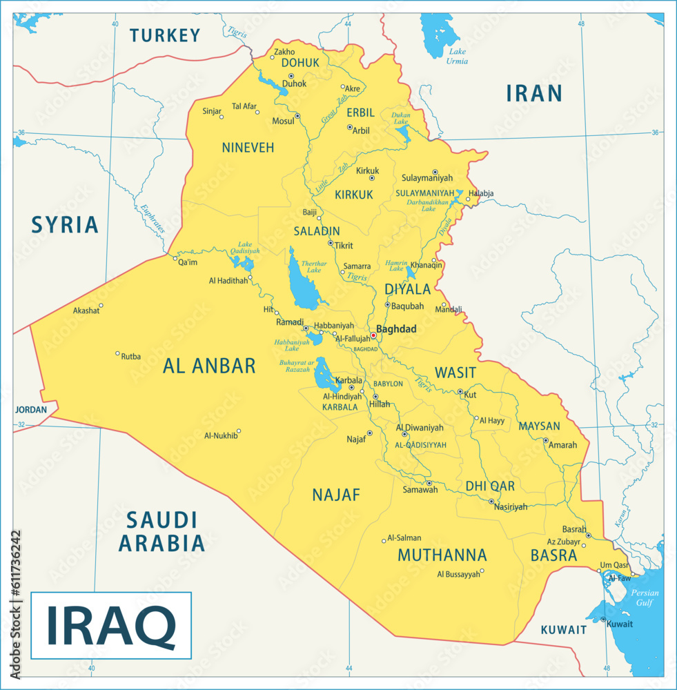 Fototapeta premium Iraq map - highly detailed vector illustration