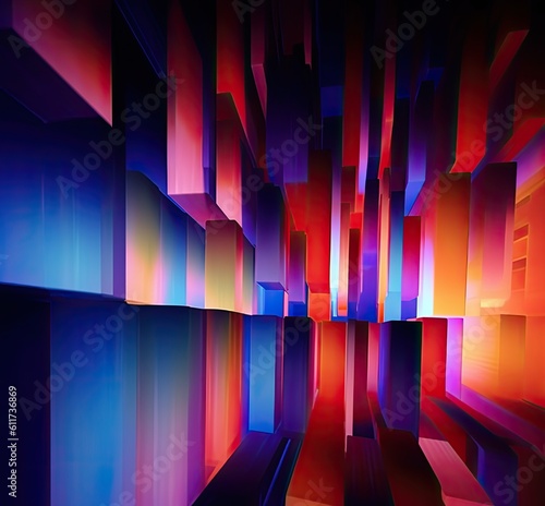 Prism of Perception: Abstract Coloured Photo of Light Installations with Chiaroscuro Lighting | AI Generated