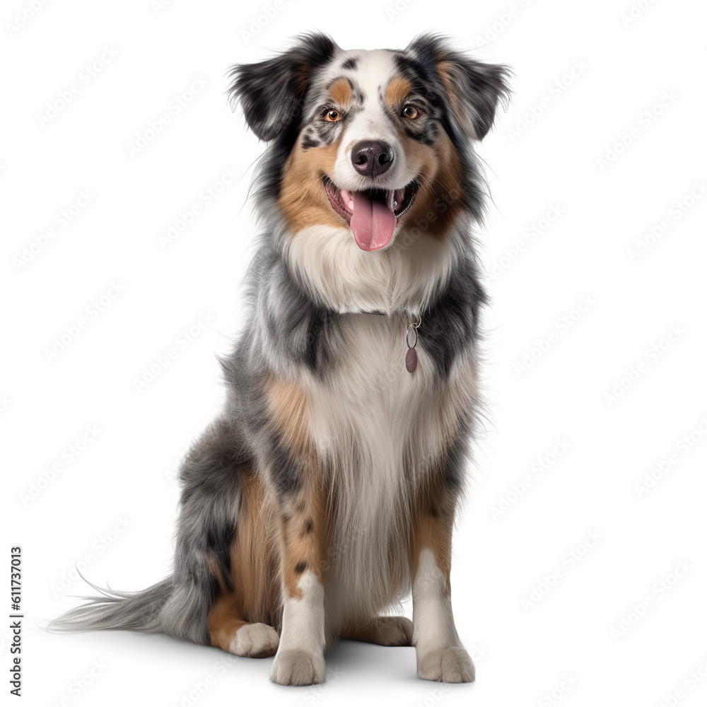 australian shepherd dog isolated in a white background, ai generated