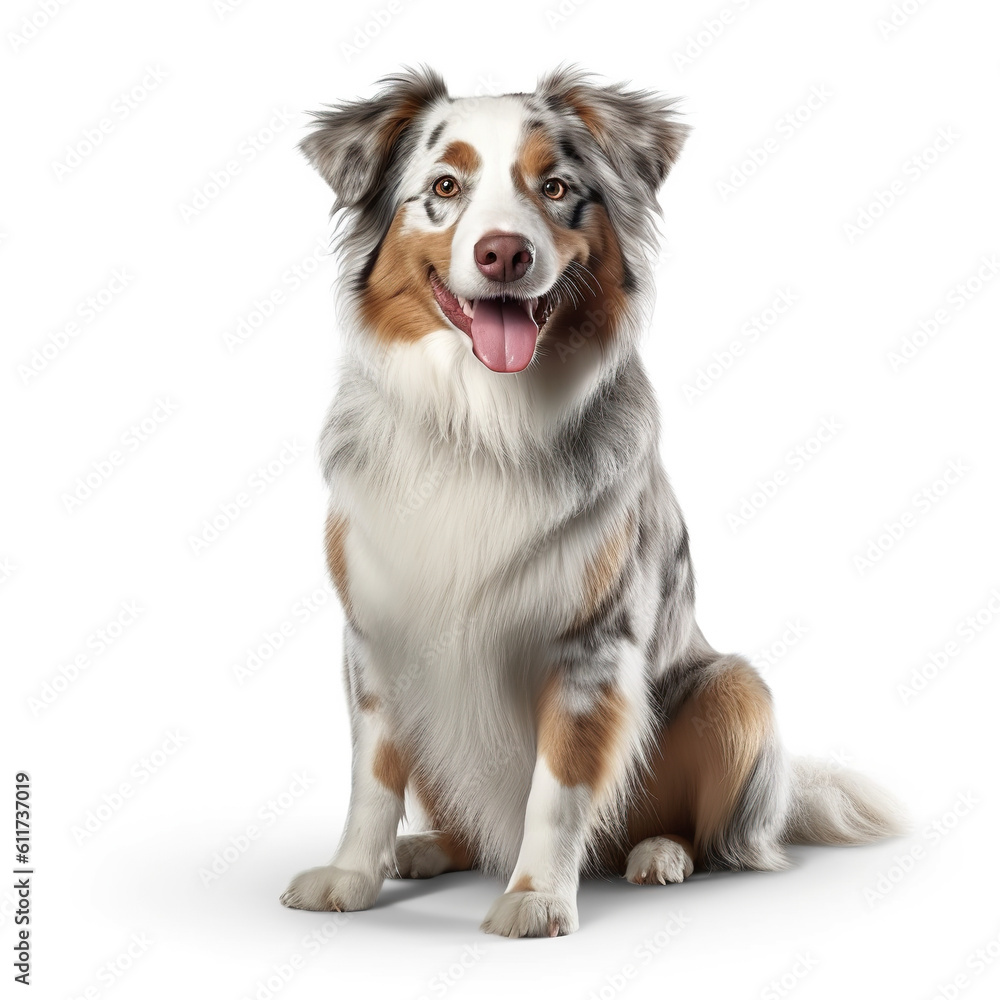 australian shepherd dog isolated in a white background, ai generated australian shepherd dog isolated in a white background, ai generated