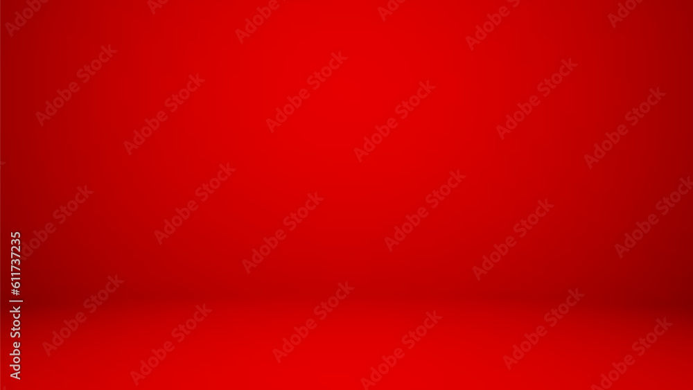 Empty red color studio room background ,product display
