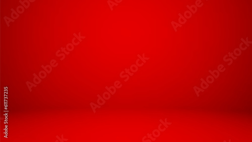 Empty red color studio room background ,product display
