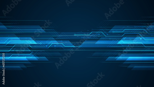 Circuit board. Motherboard. Blue technology background.
