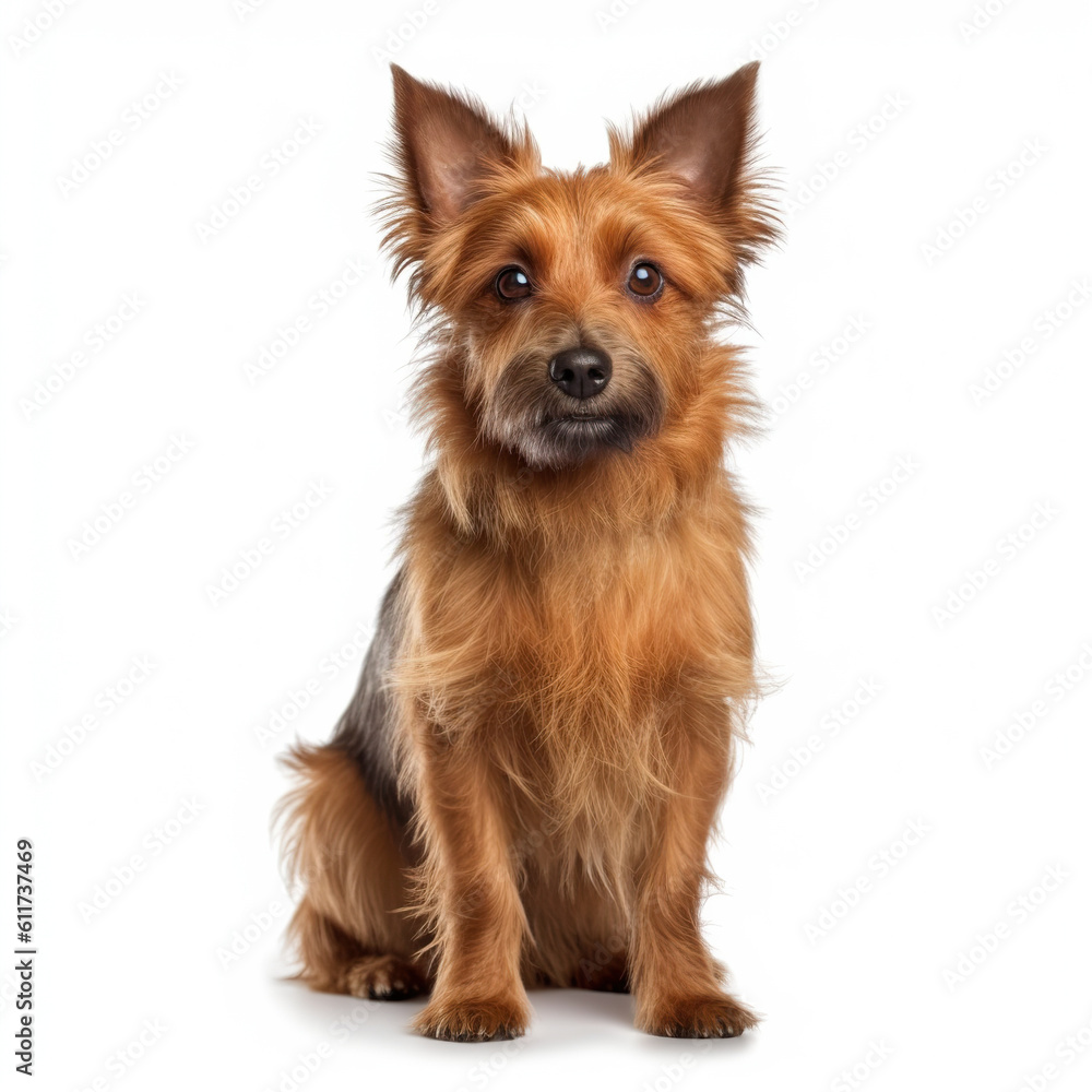 australian terrier dog isolated in a white background, ai generated